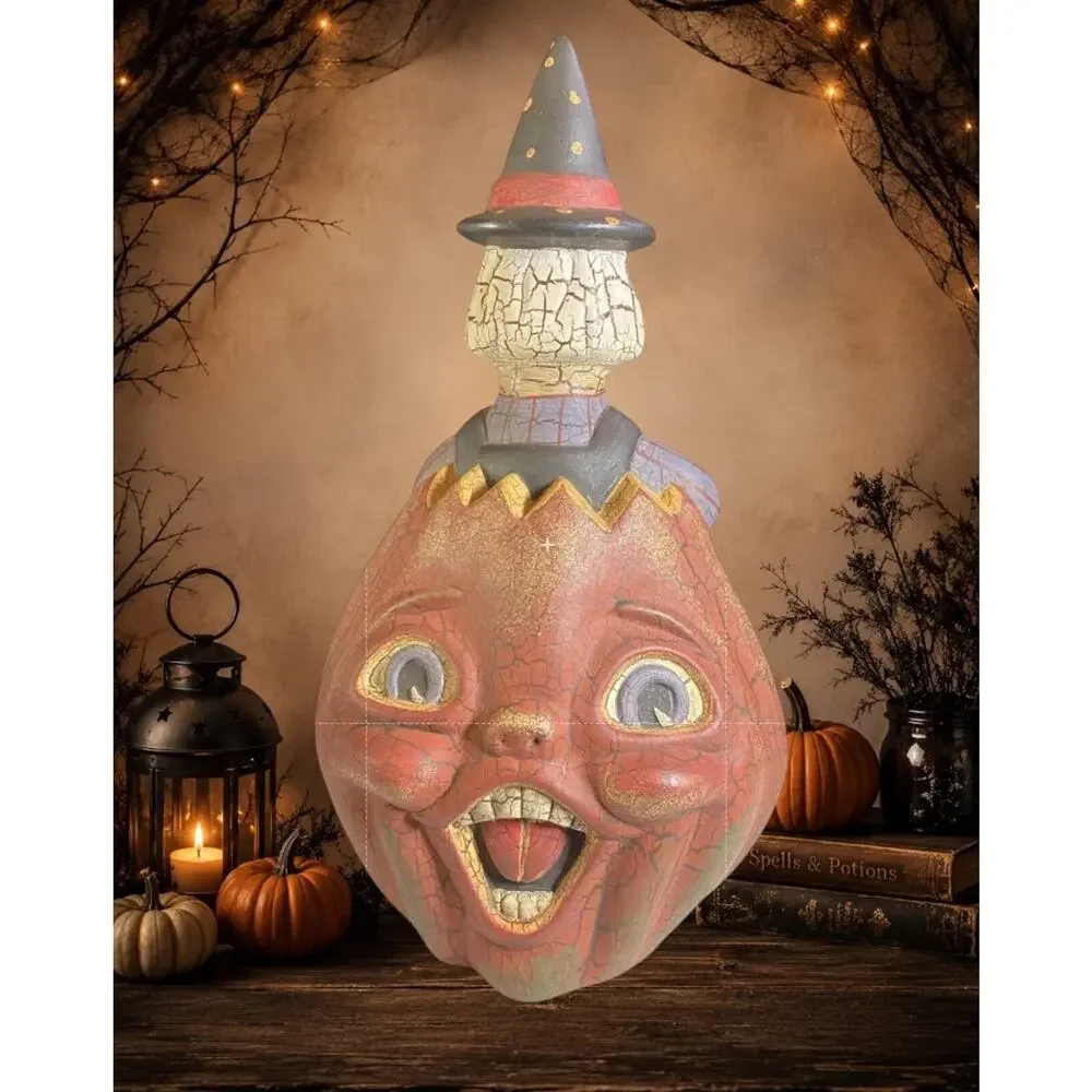 Vintage Midwest Cannon Falls Witch Double Face Pumpkin 15” Retired Halloween